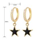 Colorful Enamel Star Hoop Earrings Real 925 Sterling Silver Earrings Rhodium
