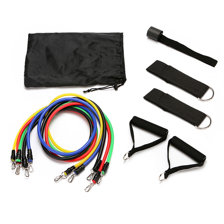 11PCS 50LB Exercise Equipment Stretch Bands 0.6M Resistance Band Set