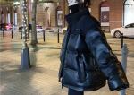 Winter Over Size Ladies Puff Jacket Pleather Coat Quilted Black Women Jacket