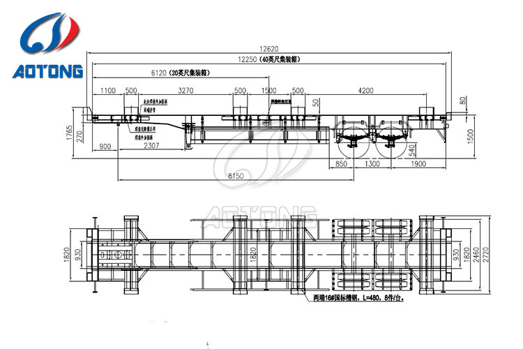Shandong Juyuan 20ft 40ft Skeleton Chassis Container Semi Trailer Sturdy Steel Design
