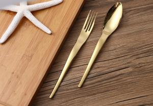 China Thickened SS410 High End Shiny Colored Handle Flatware Sets on sale