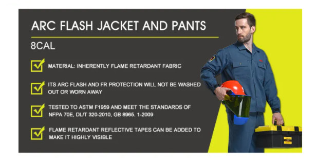 Electrical Engineer Safety Work Uniforms Fireproof Work Clothing For Arc Flash Protection
