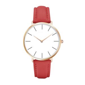 Wholesale Ultra Thin Case Womens Fashion Watch PVD Plated With Genuine Leather Strap from china suppliers