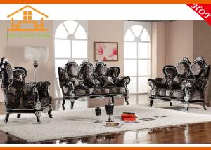 Wholesale New model antique royal italian furniture luxury wood carved leather blue sofa furniture sets from china suppliers
