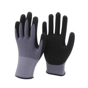 Wholesale 15G Nylon Spandex Sandy Nitrile Coated Gloves Work Gloves Safety Construction Nitrile Coated Gloves from china suppliers
