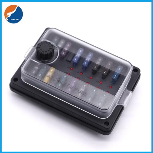 Marine Automotive Car Auto ATC ATO Blade Fuse Box Block LED Waterproof 10 Way