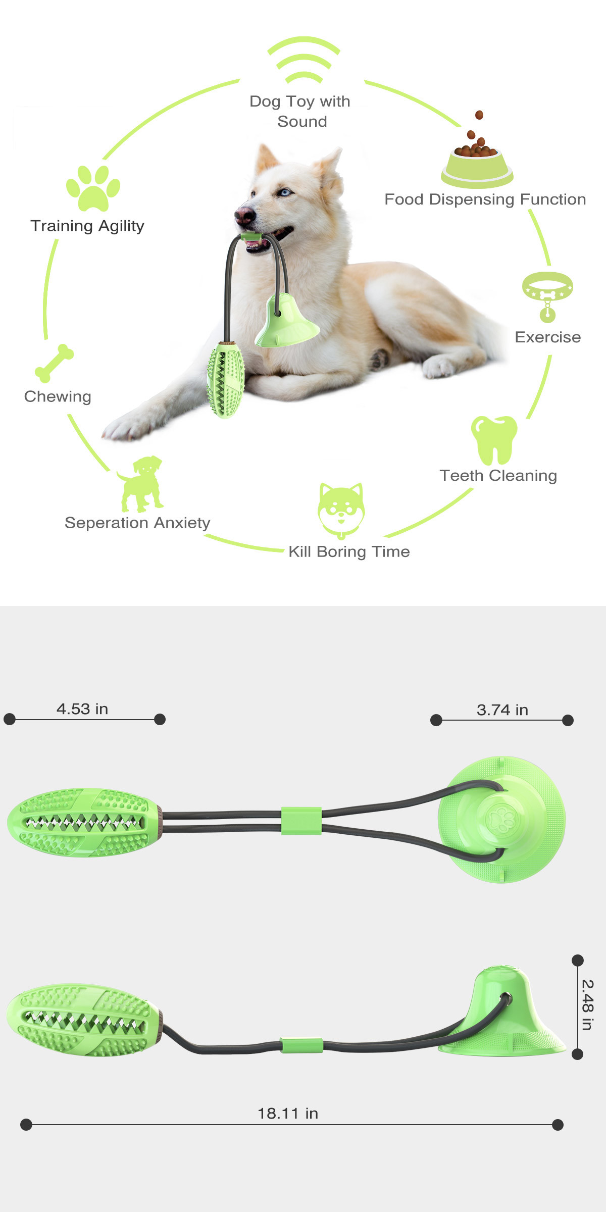 Puppy Separation Anxiety Toys TPR Teeth Cleaning Chew Toys 400mm OEM For Anxious Dogs