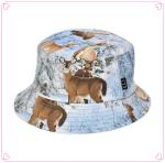 Anti - UV Poly Cotton Round Bucket Hat , Floral Animals Patterns Bucket