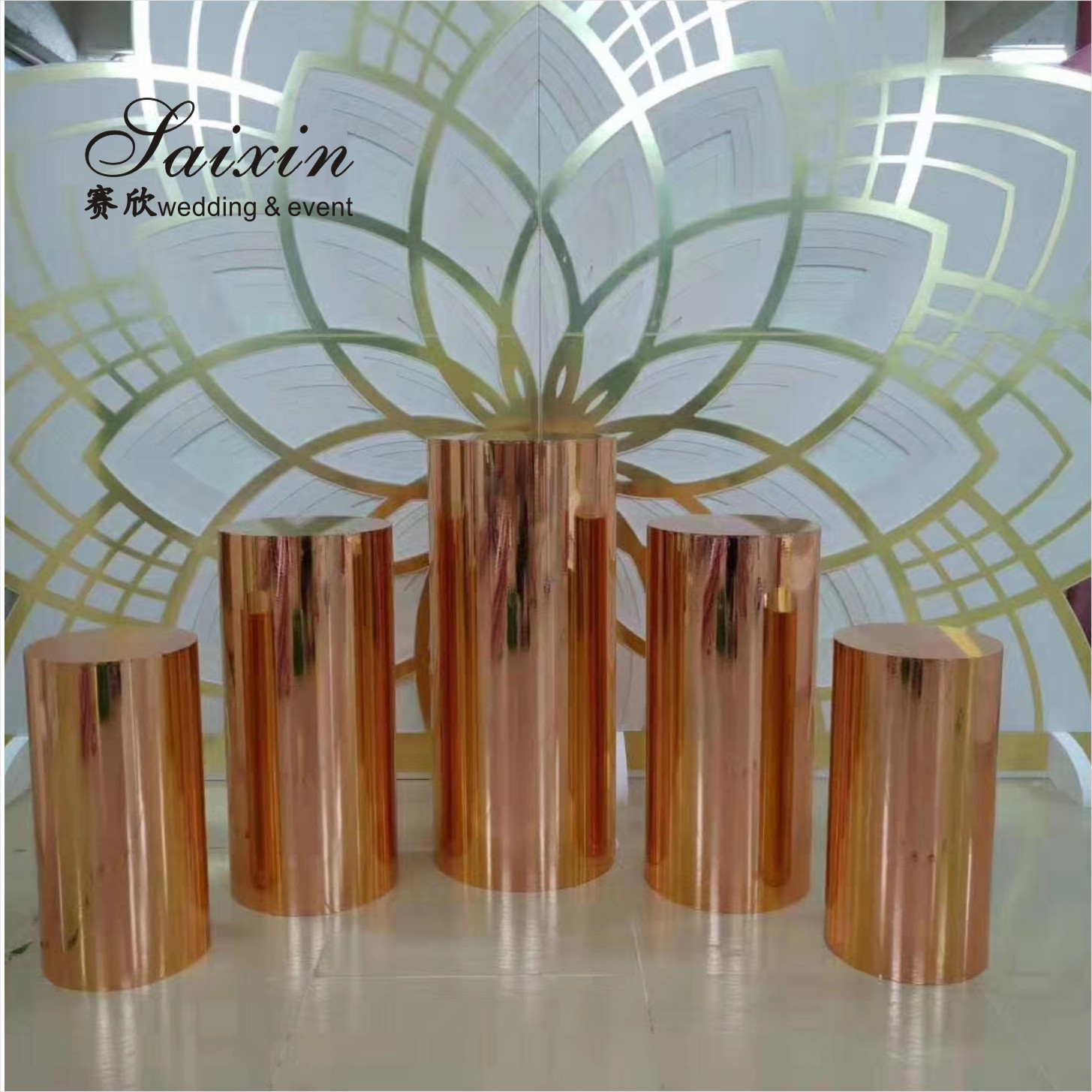 Factory luxury gold frame with white membrane arch for wedding furniture backdrop decoration