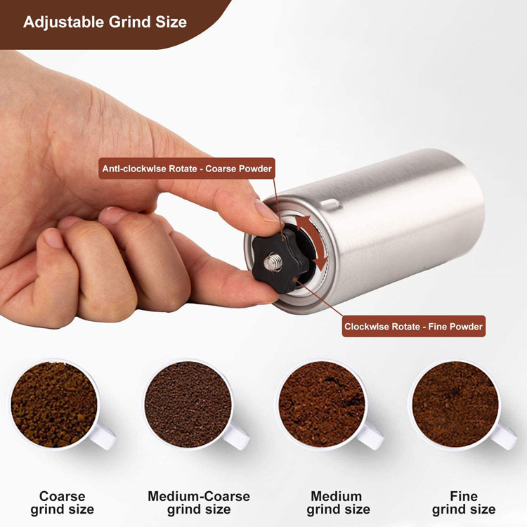 Stainless Steel Essential Barista Tools Manual Coffee Bean Grinder for Aeropress Drip Espresso