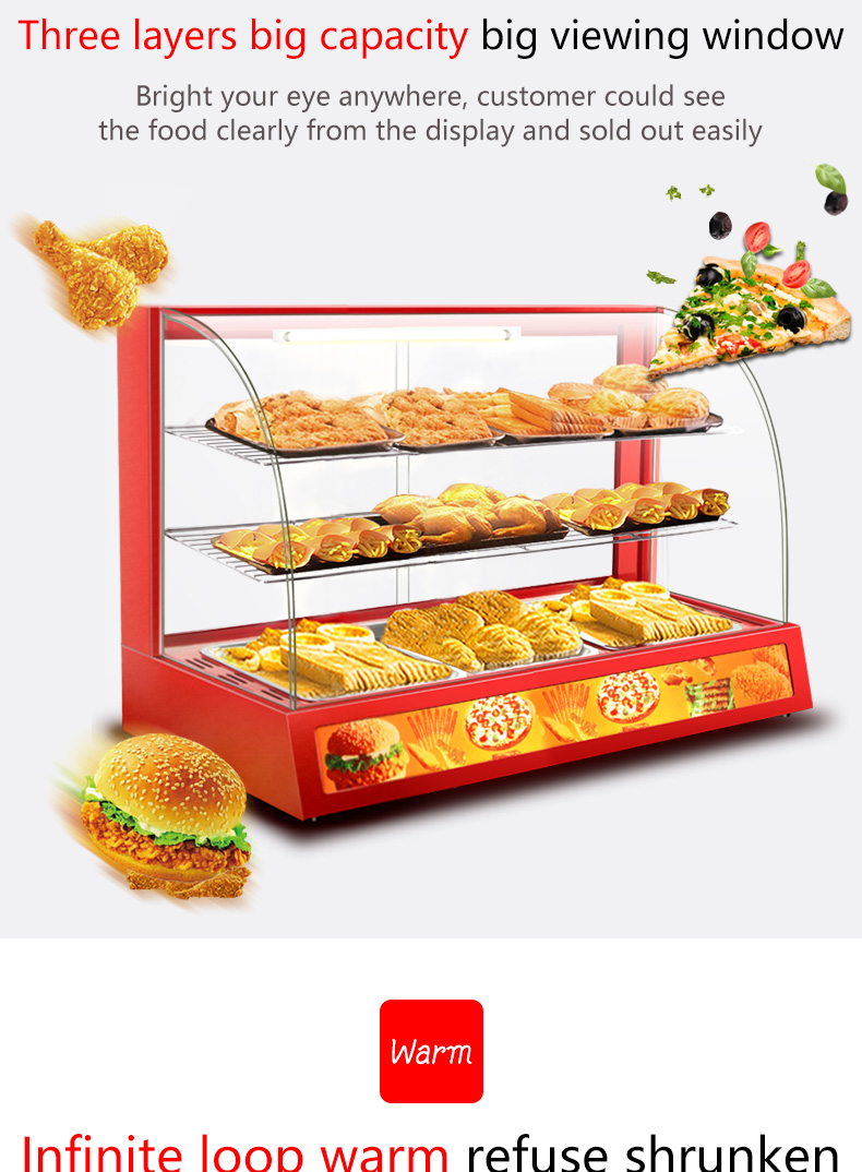 Hotel and Restaurant Catering Equipment Electric Food Display Warmer with 1.2kw Power