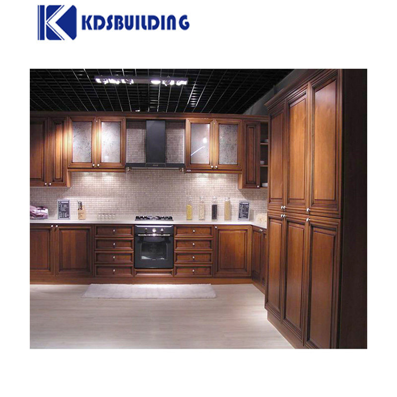 High Modern Solid Wooden Kitchen Design Made Yellow Cabinet, Wooden Cabinet For Kitchen