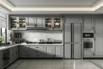 villa Standard Custom Made Modern Grey Kitchen Cabinets With Island Solid Wood