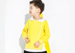 Wholesale Yellow Fake Two Pieces Boys Fall Sweaters , Cute Little Boy Clothes With Hood from china suppliers