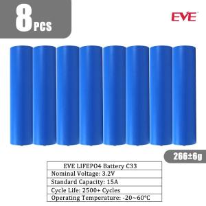 Wholesale Lifepo4 Battery EVE C33 3.2V 15Ah 33140 3C Cylindrical Power Battery for Car Audio E Scooter Standrad chraging current 0.5C from china suppliers