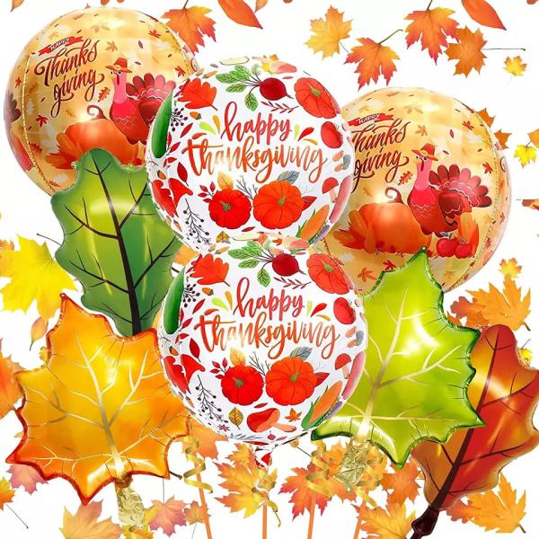 Autumn Harvest Fall Maple Leaves Balloons Turkey Thanksgiving Party Balloon