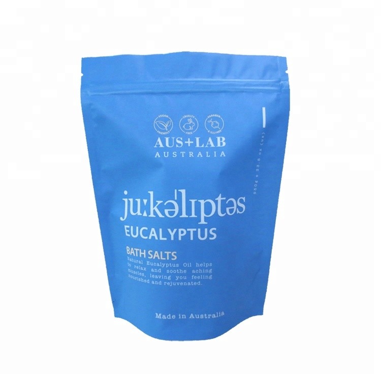 Matte blue resealable food packaging plastic zip lock bags for storage stand up pouch zipper aluminum foil doypack