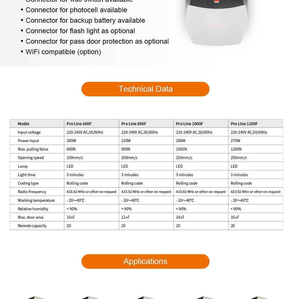 800N Sectional Garage Door Opener , 235W Battery Operated Garage Door Opener