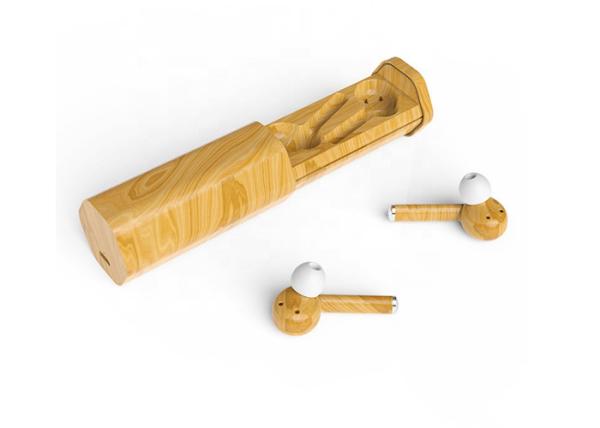 Wooden Color True Wireless Stereo Earphones Earbuds , 550mAh Bluetooth Earphone
