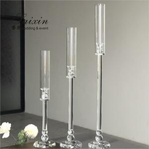 Wholesale Saixin Wholesale luxury 3 pieces single crystal candle holders for wedding decor from china suppliers