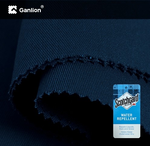 Navy Polyester Cotton Water Repellent Fabric 280 GSM Anti Winkle