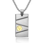 V Letter Embossed Men's Necklace with Square Pendant Simple Numerology Jewelry