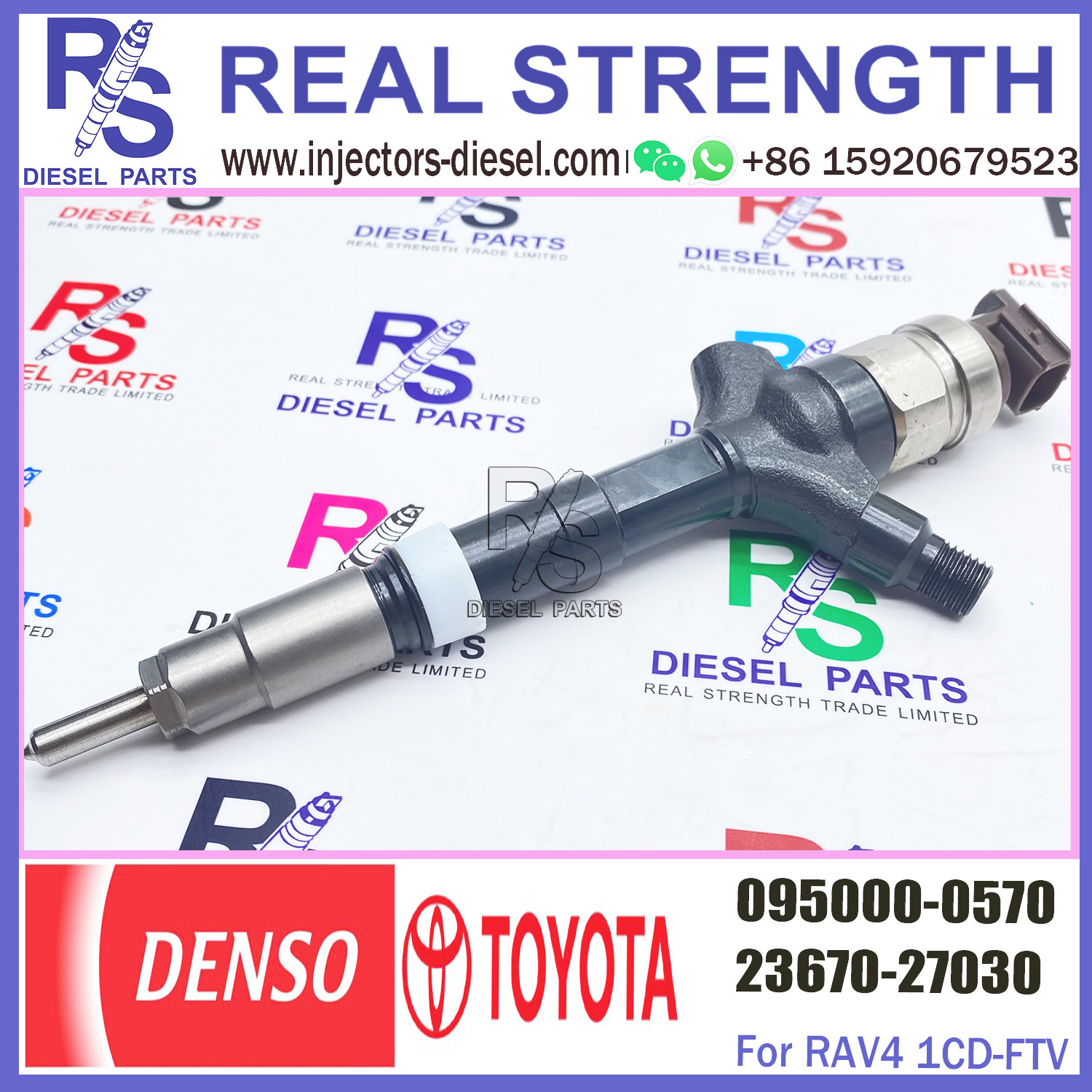 Common Rail Inyectores Engine Fuel Diesel Injectors Nozzles 23670-27030 095000-0570 For Toyota Rav4 2.0 D4D MK2 d4d