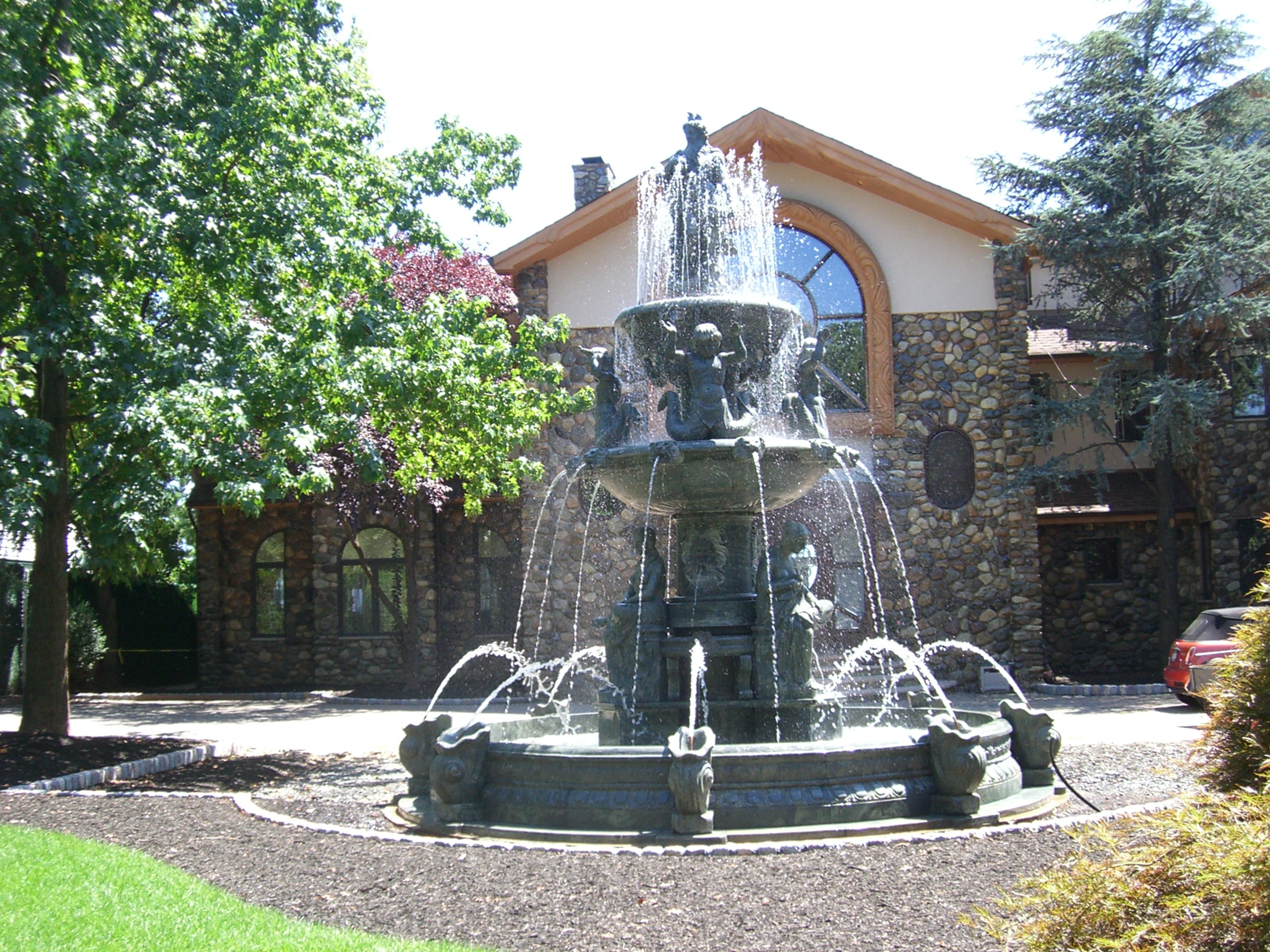 Water Pool Fountain With Lion Statue Odm Stone Carving Sculpture