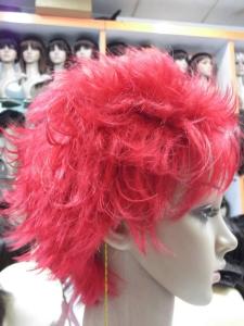 Wholesale Body Wave Short Synthetic Human Hair Full Lace Wigs With Bang , Pink Colored from china suppliers