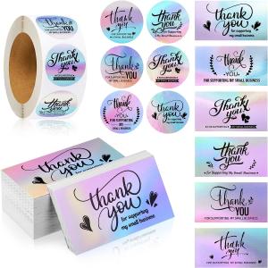 Wholesale Thank You Cards, Christmas Stickers Set, Thank You Business Card Thank You Roll Labels Thank You for Support from china suppliers