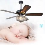 52inch Ceiling Fans Lamps Wood Modern Crystal Pendant Fan Lights Bedroom Living