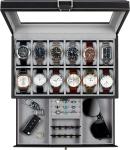 GUKA Watch Box 12 Slot Watch Display Organizer Leather Jewelry Case Drawer Glass