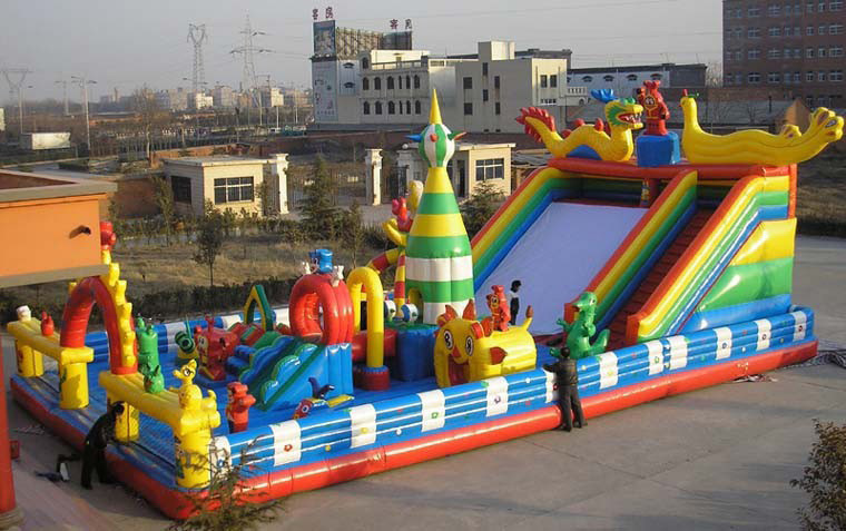 Tripple Stitch Inflatable Amusement Park Bouncing Castle Obstacle Course