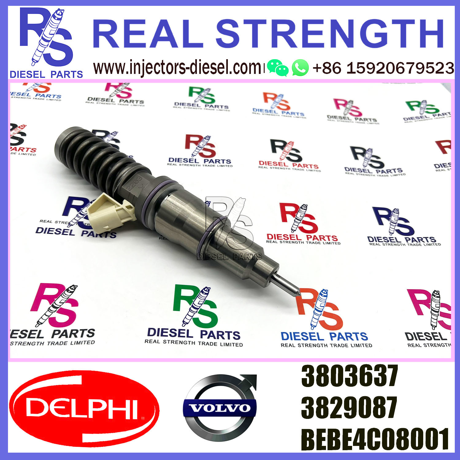 V-O-L-V 2pin injector 3803637 3829087 03829087 Diesel pump Injector DELPHI BEBE4C08001 E1 for 16 LITRE INDUSTRIAL