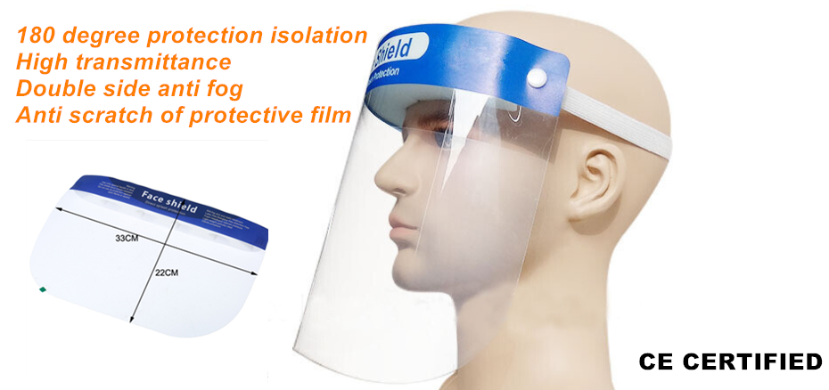 PE Face Shield for Epidemic Prevention , Transparent Full Face Safety Cover