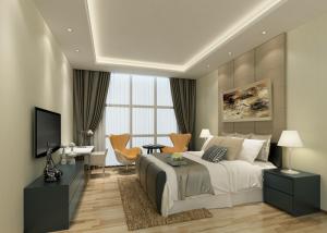Wholesale Non Woven Interior Decorating Wallpaper , Beige Flocking Striped Wallpaper For Living Rooms from china suppliers