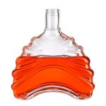 Customized Logo Clear Oblate Shape Glass Bottle For 500ml 750ml Whisky Brandy