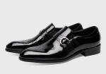 Comfortable Handcrafted Men's Dress Shoes Black Italian Monk Strap Men'S Shoes
