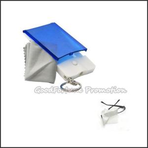 Wholesale HOT sale Eco ABS led eyeglass lens cleaning cloth keychain holder keyrings promotion gift from china suppliers