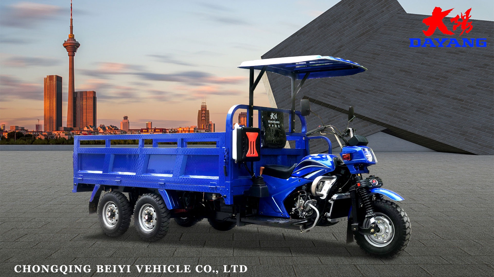 5.00-12/5.00-12 Tyre DAYANG 300cc Double Rear Axle Motorized Tricycle for Heavy Loads