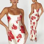 Custom Ladies Floral Casual Dress Long Summer Floral Maxi Satine Dress
