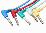 Colorful 6pcs Audio Visual Cables , Electric Guitar Cable 90 Degree 6.35mm