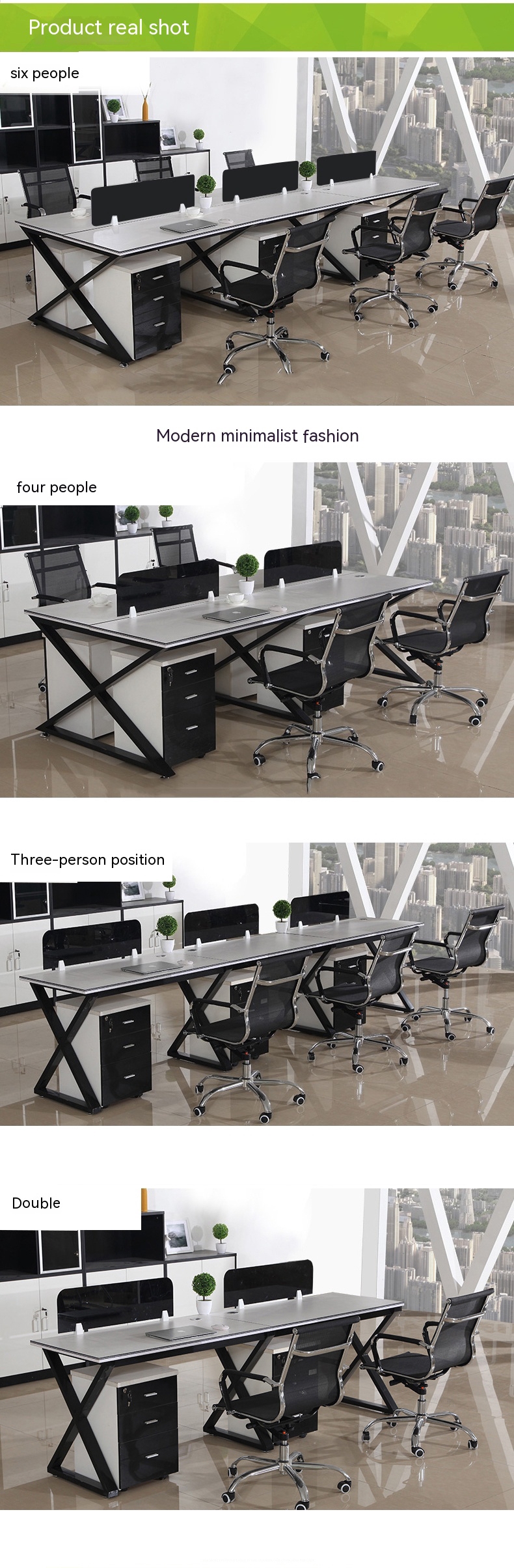 4 Person and 6 Person Combination Office Furniture for Collaborative Modern Workspace