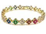 Fresh Water Pearl CZ Stones Tennis Bracelets Plated Custom Jewelry Rainbow Gold