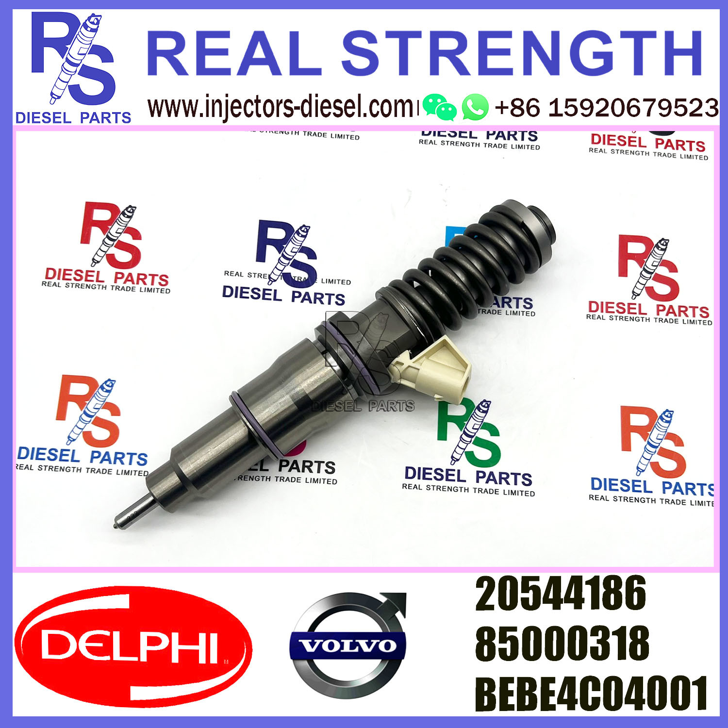 DELPHI 2pin injector 85000318 20544186 BEBE4C04001 Diesel pump Injector V-O-L-V BEBE4C04001 E1 for V-O-L-V 16 LITRE TRUCK