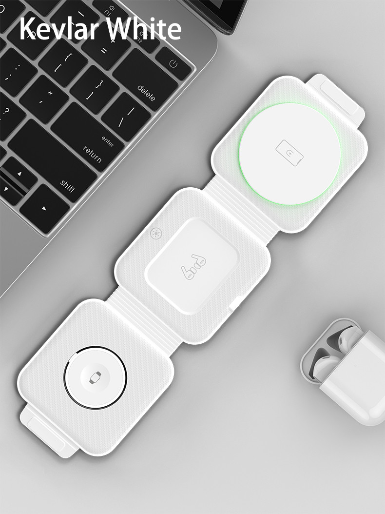 Foldable Three-In-One Magnetic Wireless Charger Abs Plastic for iPhone iWatch and More