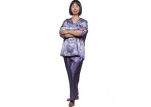 Wholesale Print Satin Inside Brushed Ladies Satin Pyjamas , Warmest Women's Winter Pajamas from china suppliers