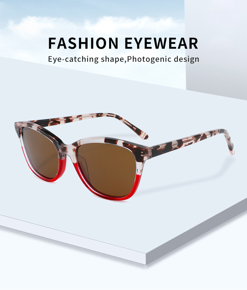 Acetate Frame UV400 Cat Eye Women Sunglasses Double Color Lightweight