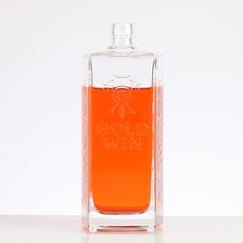 Hot Stamping Surface Engraved Letter Bottle for Beverage Square Whiskey Rum Brandy