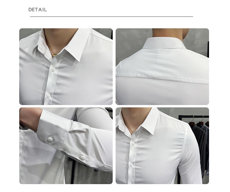 1000 Fashion Autumn Solid Color Long Sleeve Dress Men Clothes Shirts For Men Slim